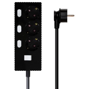 파워존 웨이브 고용량 개별스위치 멀티탭 과부하차단 3구 멀티콘센트 전기코드 50cm 1.5m 3m 5m 7m, 1개, 블랙
