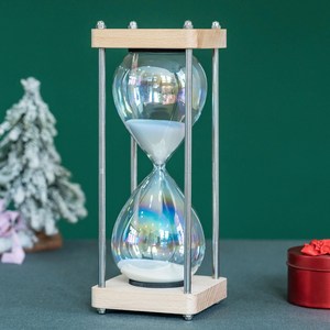 60분 모래시계 원목 심플 인테리어소품, 크림 화이트
