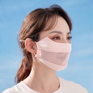 1p/2p 자외선 차단 망사 마스크 얼굴 통풍 메쉬 여름 골프 햇빛 가리개, 1개, 핑크