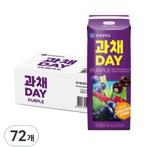 연세유업 과채데이 음료 퍼플, 190ml, 72개
