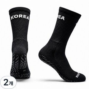 이지로치 논슬립 양말 축구 풋살 국가대표 하프삭스, 2개, 엘리트 국대 KOREA 블랙