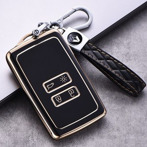 르노 QM6 SM6 XM3 차 키케이스+가죽키링 키홀더, QM6 SM6 XM3 차 키케이스+가죽키홀더, 블랙