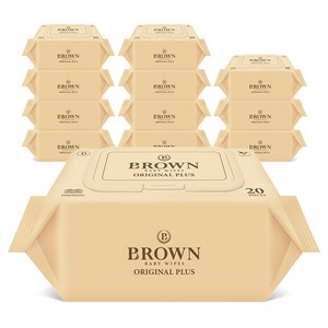 브라운 오리지널 플러스 유아물티슈 휴대캡형, 55g, 20매, 12개