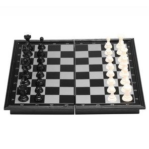라라공방 휴대용 체스 자석보드게임 20x20, 블랙&화이트, 1개