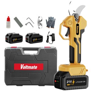 VoltMate 독일 21V BLDC 무선 충전식 가위 리튬배터리 전동 가위 다기능 전지가위 4.0ah 전력량 표시 4000mAh 배터리 2개 세트, 1세트