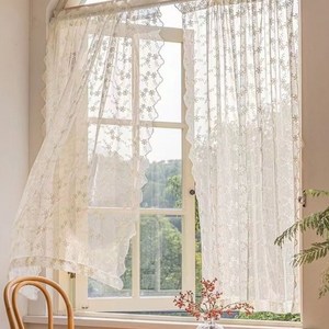 데미이엔 꽃송이 자수레이스 커튼 봉집형 2장