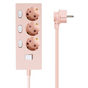 파워존 웨이브 고용량 개별스위치 멀티탭 과부하차단 3구 멀티콘센트 전기코드 50cm 1.5m 3m 5m 7m, 1개, 파스텔핑크, 5m, WME0415WT