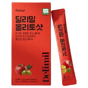 딜리밀 유기농 엑스트라버진 올리브오일 토마토 듀얼 올토샷 스틱 20ml 14포, 4박스, 280g