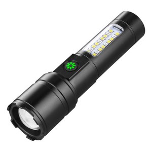 충전식 후레쉬 c타입 초강력 led 손전등 괴물 랜턴 휴대용 줌라이트 +COB 사이드 라이트, 1개, 블랙