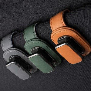 차량용 안경 클립 선글라스 거치대 선바이저 안경걸이 가죽 차량 수납 홀더, 1개, 그린