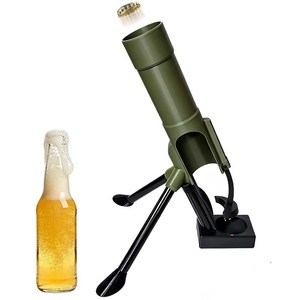 루베이 박격포 병따개 자동 푸쉬형 맥주 오프너 눌러서 캡 발사 바/파티/선물, 녹색 500ml, 1개