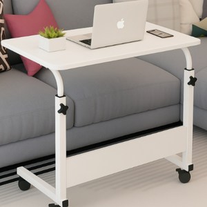 도들리 높이조절 이동식 사이드 테이블 바퀴형 책상, 화이트 600x400
