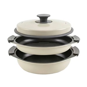 전자레인지 그릴 다기능 전자레인지용기 이중 그릴1L+냄비1.5L, 1개, 크림색
