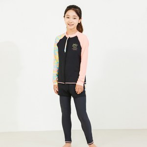베이직엘르 여아동 집업 래쉬가드 비치반바지 워터레깅스 세트 BEG-W604K