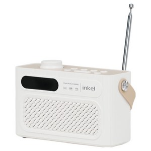 인켈 올인원 무선 블루투스 스피커 시계 알람 FM라디오 MicroSD USB메모리 헤드폰 연결 지원, 화이트, IK-S60RS