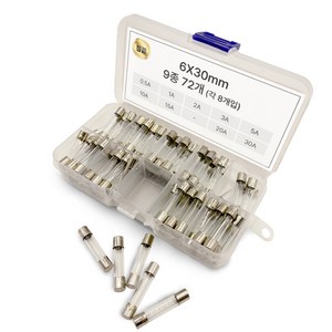 셀렉트디 유리관 휴즈 퓨즈 5*20mm 6*30mm 0.5A~30A 250V 자동차 시거잭 블랙박스 Fuses, 72개, 은색