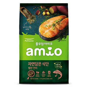 풀무원아미오 전연령 강아지 자연담은 식단 건식사료, 연어, 400g, 16개