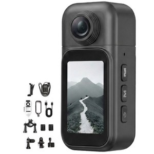 RUNHome 4k 초소형 액션캠 WiFi 바디캠 유튜브 오토바이 자전거, 블랙, 메모리 없음