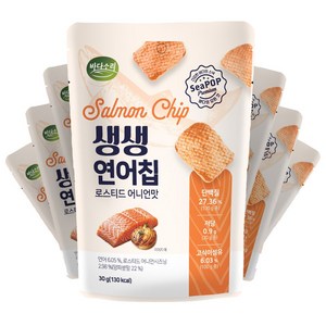 고단백(8.2g) 생연어로 만든 생생연어칩 프로틴스낵, 20개, 30g
