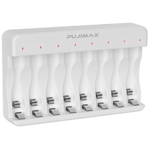 PUJIMAX AA AAA 1.2V Ni-MH 충전기 8슬롯 TYPE-C 급속충전 스마트 MCU 제어 LED 완충표시 안전보호 충전배터리 호환 N805, 1개