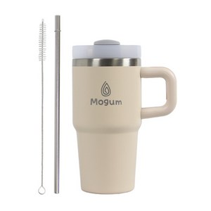 모굼 보온 보냉 대용량 손잡이 스텐 텀블러, 1개, 600ml, 로즈베이지