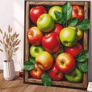 wonderful live 보석십자수 대형 DIY 키트 캔버스형 액자 풍경 인물 해바라기 꽃식물 부엉이 40 x 50 cm, 1개, 돈들어오는 사과