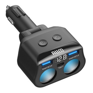 아림 PD 차량용 스위치 시거잭 볼트게이지 120W 2구 소켓 3포트 C타입 고속 충전기 퀵차지 멀티소켓, HC69PD 차량용 충전기
