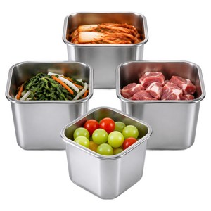 다용도 스테인리스 대용량 밀폐용기 보온도시락 냉장고 반찬통, 900ML+1500ML+2200ML+3000ML, 1개