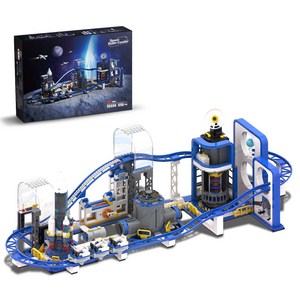 MOC 우주 롤러코스터 블록 조립 세트 창의력 STEM 취미 선물, 1개
