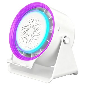 KBKXOZ 탁상용 무선 선풍기/스마트 블루투스 스피커 / 선풍기 스피커 /휴대폰 거치대 / RGB 무드등/브러시리스 DC 선풍기, 1개, 화이트