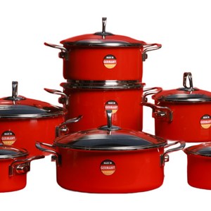 독일 콕스타 메탈리카 레드 인덕션 법랑 냄비 모음, 양수냄비 16cm, 1개