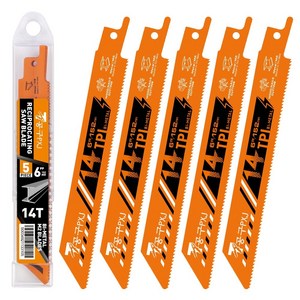 공구PXJ 왕복톱날 컷소날 14TPI 철재 목재 PVC 겸용 152mm, 5개