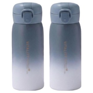 스피고 원터치 데일리 텀블러 1+1 어린이 완전밀폐 보온병, 1세트, 350ml, 8.퓨어블루+퓨어블루