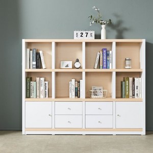 [유앤미가구] 3단 낮은 책장 서랍형/일반형 1600 1200 800 서재방 아이방 홈오피스 책장, 서랍형, 메이플화이트