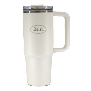 헤이수 스텐 대용량 텀블러 빨대 손잡이 900ml, 아이보리, 1개