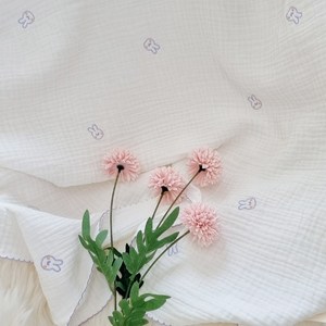 미니치즈샵 유아용 100% 국내산 프리미엄 순면 모달 3중 거즈블랭킷, 자수토끼