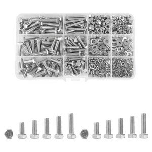 480 PCS 스테인리스 외육각 볼트 너트 와셔 세트 정밀 나사산 조립 수리용