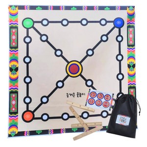 90cm 대형 윷놀이판 세트 추석 설날 단체 전통 민속 놀이, 1개, 전통(패턴)