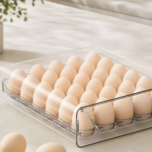 다온이네 30구 계란트레이 냉장고 계란보관함 슬라이딩 서랍형 달걀 정리함, 투명
