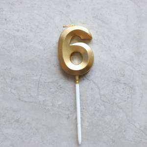 빅사이즈 생일초 케이크픽 특이한 메탈릭 골드 숫자초, 6, 1개, 15g