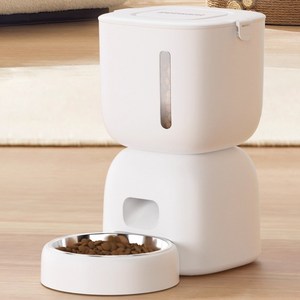 파우시 강아지 고양이 자동급식기 3L, 화이트, 1개