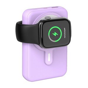 THOUSTA 무선 3in1 대용량 PD 22.5W QC3.0 고속충전 맥세이프 보조배터리 10000mAh, 퍼플, A01