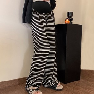 디한스 임산부 허리밴딩 봄 여름 캐주얼 바지 줄무늬 편안한 와이드팬츠