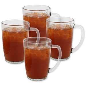 글라스락 국산 내열 강화유리 스트라이프 머그컵 460ml, 투명, 4개