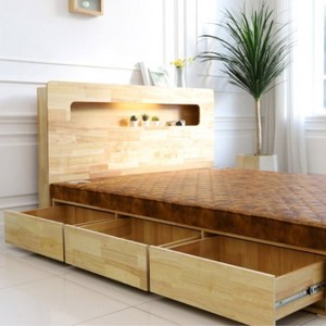 슐 미엘 LED 원목 서랍 수납 온열 황토보료 황토볼 흙침대 SS 슈퍼싱글 SL151 선반헤드보드형+황토볼 보료 매트, 고목나무 원목