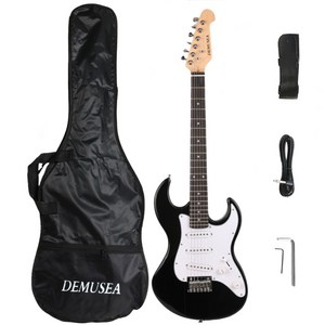 클리어런스 가격 DEMUSEA 미니 일렉기타 블랙 풀세트 입문용/아이들 추천 기타가방 포함, 8개, Black, DM-ST-MINI-BK