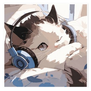 더담다 DIY 명화 유화 그림그리기, 1개, 침대고양이