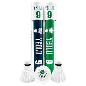 Yeolu 아마추어용 내구성 좋은 배드민턴 고급 오리깃털 셔틀콕, 1개, 12개입, 흰색