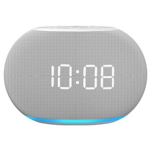 Reacher 탁상시계 자동조절 무소음 알람시계 (8색 LED 무드등 전자시계 ), 화이트+회색