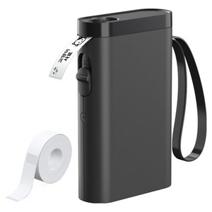 P21 미니 블루투스 라벨프린터 무선 휴대용 가정 사무용 라벨기 (14*40mm 흰색 라벨지 1롤 증정), 1개, P21-B(검은색)